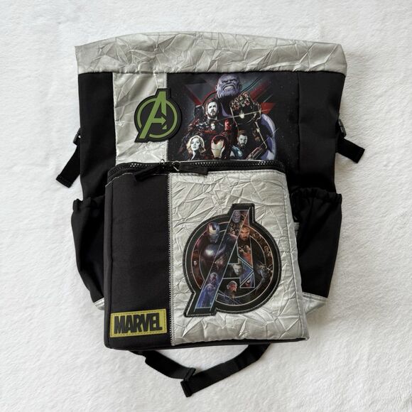 Marvel Avengers Infinity War Backpack Book Bag Fold Over Padded With Lunch Box - Picture 14 of 16